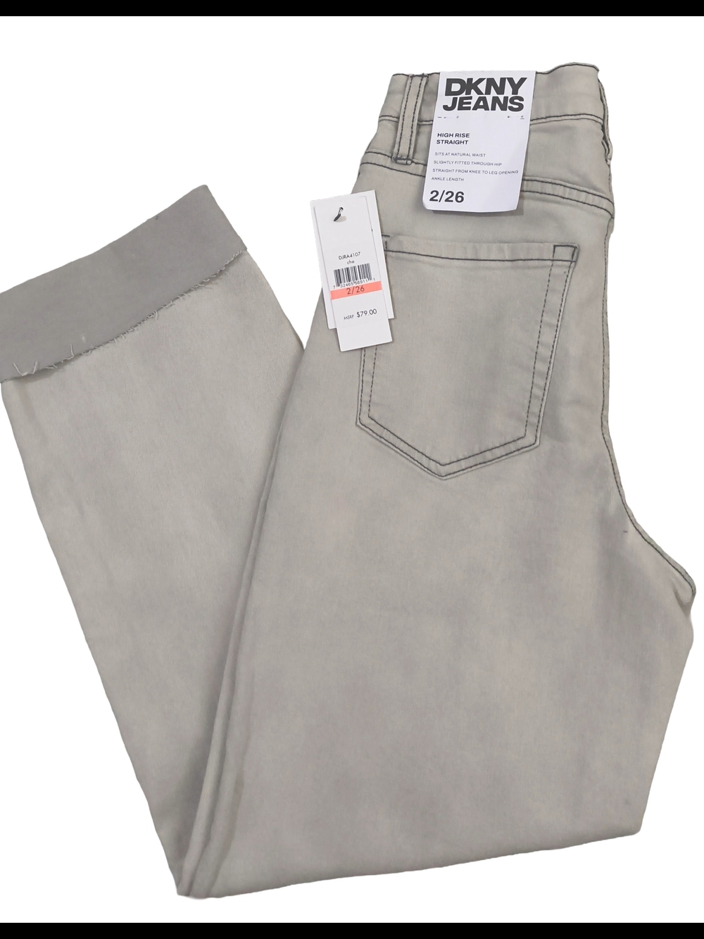 DKNY Jeans High Rise Ankle Straight Light Gray Jeans